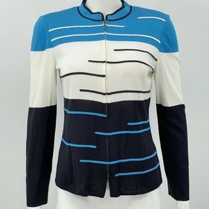 Ming Wang blue colorblock cardigan sweater!
